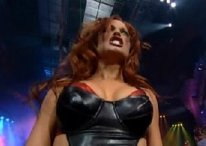 Christy Hemme at the entrance of the wrestling match