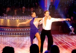 Lisa Snowdon : dancing with her partner partner Brendan Cole at the Strictly Come Dancing TV show