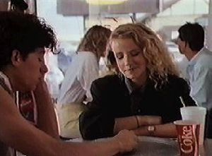 Amanda Peterson : eating lunch at school with actor Patrick Dempsey