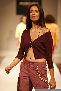 Azra Akin as a model in a recent fashion show