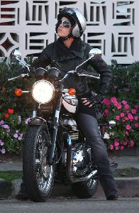 pink : on her motorcycle after shopping in West Hollywood. Los Angeles on Dec, 2008