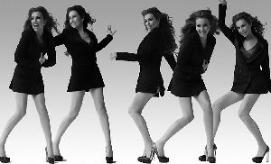 Thalia many poses black and white picture