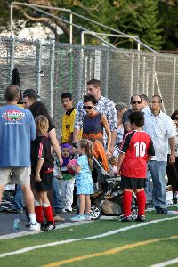 VICTORIA BECKHAM : at a soccer game in Los Angeles