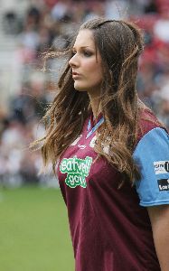 Lucy Pinder : at the game field of the annual fundraising tournament Music Industry Soccer Six at West Ham s Boleyn Ground, Upton Park on May 22, 2005