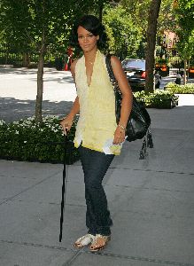 Rihanna walking with her injured right foot