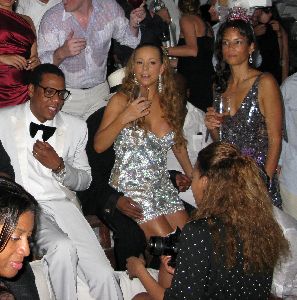 Beyonce Knowles with Mariah Carey and Jay-z