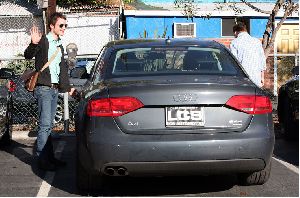 Elijah Wood candids at his car with a friend in Venice, California yesterday 5th January 2009