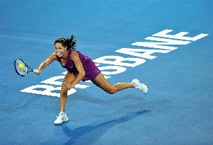 Ana Ivanovic playing against a tennis female opponent