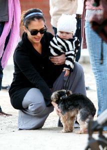 Jessica Alba with seven months old daughter Honor Marie in a park on Dec 27 2008