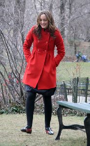 Leighton Meester : at the filming set of the Gossip Girl tv show in Central Park wearin yesterday January 6th 2009