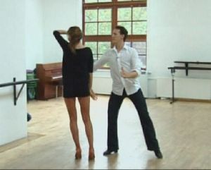 Lisa Snowdon with Brendan Cole dance training