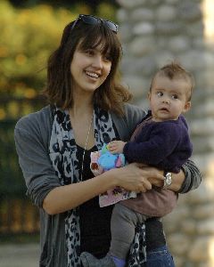 Jessica Alba holding baby Honor Marie