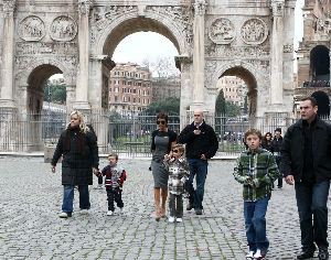 Victoria Beckham spotted leaving the Hotel de Russie in Rome with her sons