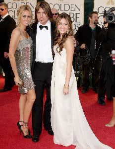 Miley Cyrus and her father at the 66th Annual Golden Globe Awards 2009