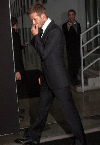 David Beckham arrives at the Emporio Armani Menswear fashion show in Milan, Italy on Sunday