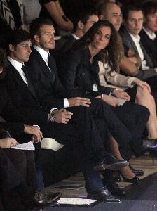 David Beckham watching Emporio Armani Menswear fashion show in Milan, Italy on the 18th of January 2009