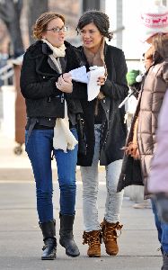 Leighton Meester and Jessica Szohr : seen together on the streets of new york heading to the set of Gossip Girl on January 14th 2009