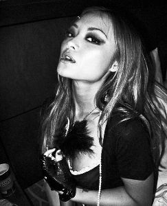 tila tequila : black and white nice picture from Inked Magazine photoshoot in 2008