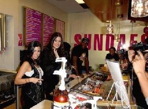 Kim Kardashian : and Khloe Kardashian visiting Millions of Milkshakes in West Hollywood. Los Angeles, California on the 16th of January 2009