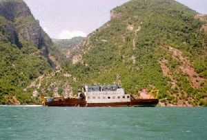 Cities Europe Albania : Ferry Fierze-Koman through the Albanian Alps