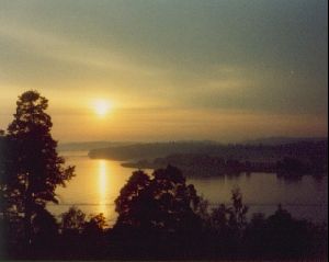 Cities Europe Sweden : Sunset on a lake near Stockholm