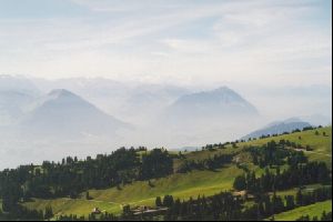 Cities Europe Switzerland : the mountains coming from the haze