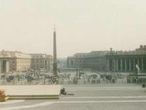 Cities Europe The Vatican : Looking out at St. Peter s Square from the steps of the Basilica.