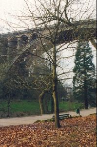 Cities Europe Luxembourg : The Pont Adolphe from the base of the Pétrusse Gorge.