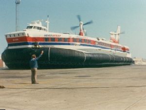 Cities Europe The United Kingdom : A hovercraft getting ready to take off