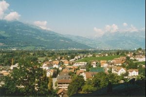 Cities Europe Liechtenstein : Looking out over the Rhine Valley, Vaduz, and beyond, to Switzerland