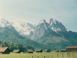 Cities Europe Germany : Zugspitze with an Alpine pasture