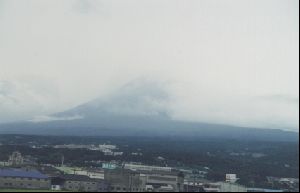 Cities Asia Japan : Fuji-san hidden in the clouds, as seen from the shinkansen to Tokyo.