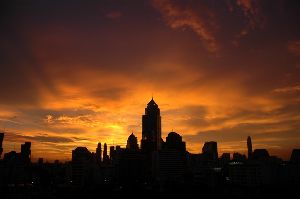 Cities thailand : Sunset over Conrad hotel Bangok