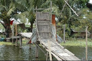 Cities thailand : The entrance and bridge to a home at the Klong...