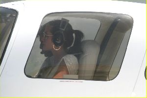 Angelina Jolie and Brad Pitt picture as they are on the runway of Burbank airport on August 26th 2006