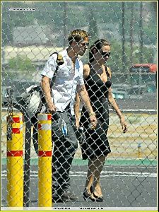 Angelina Jolie and Brad Pitt picture as they are on the runway of Burbank airport on August 26th 2006