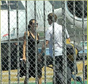 Angelina Jolie and Brad Pitt picture as they are on the runway of Burbank airport on August 26th 2006