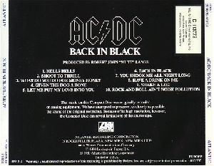 ACDC : Back in Black back cover