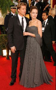 Angelina Jolie and Brad Pitt at the 2007 Golden Globe Awards