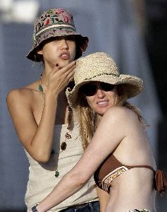 Jessica Alba spotted wearing a floral sun hat at the beach