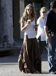 Jessica Alba spotted wearing a brown maxi skirt while in West Hollywood on August 21st 2006