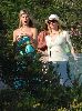 Actress Jennifer Aniston pictures wearing a blue sundress