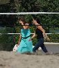 Actress Jennifer Aniston at bbq at Courteney & David's house in Malibu