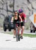 Sexy actress Lindsay Lohan pictures while biking around while on a break from rehab in Utah