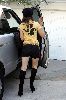 Sexy Kate Beckinsale picture/pic wearing a short skirt and a yellow t-shirt