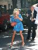 Kelly Ripa photo/pic in a short blue dress playing Rugby