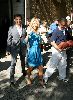 Kelly Ripa photo/pic in a short blue dress playing Rugby