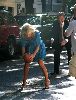 Kelly Ripa photo/pic in a short blue dress playing Rugby