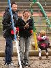 Ben Affleck with Jennifer Garner and their baby daughter Violet playing at the park