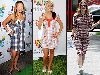 Drew Barrymore pretty in plaid dress